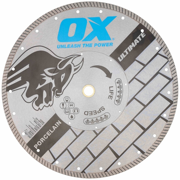 Ox Tools Ultimate Porcelain Tile Diamond Blade, Diameter: 12" / 300mm, Bore: 1" - 20mm OX-UPT-12 - main
